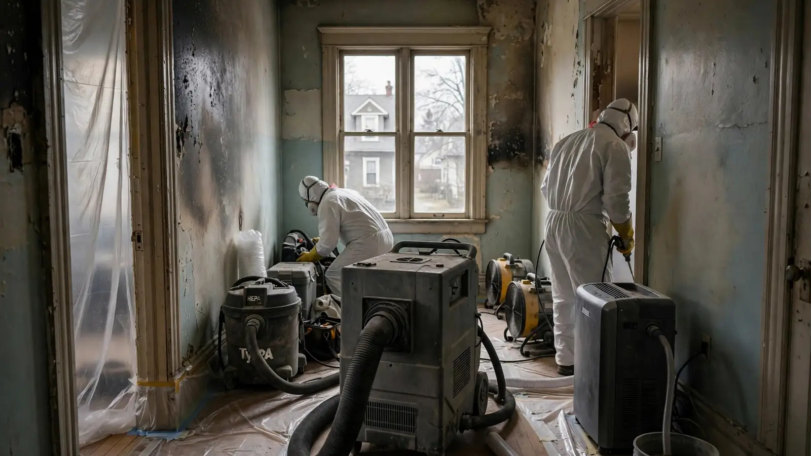 Air scrubber running in an upstairs room of an older house